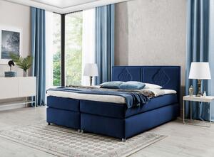 Boxspringová posteľ AUGUSTA - 180x200, modrá + topper ZDARMA