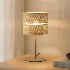 Stolová lampa Calma, béžová, raphia, výška 38 cm, E27, Krémová / jantárovo žltá, Obývacia izba / jedáleň, Stojacie svietidlo