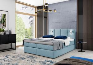 Boxspringová posteľ s lampami DANUTA - 120x200, svetlo modrá + topper ZDARMA