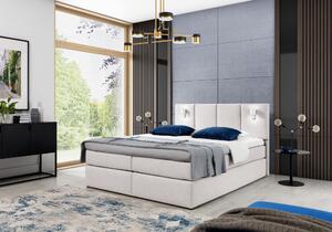 Boxspringová posteľ s lampami DANUTA - 140x200, krémová + topper ZDARMA