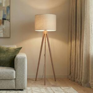 Stojacia lampa Grand, béžová/orech, výška 145 cm, E27, Tmavé drevo, Obývacia izba / jedáleň, Drevo, Moderný, Stojaca lampa