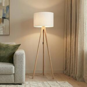 Stojacia lampa Grand, krémová/borovica, výška 145 cm, E27, Svetlé drevo, Obývacia izba / jedáleň, Drevo, Moderný, Stojaca lampa
