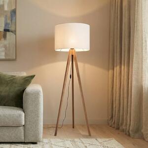 Stojacia lampa Grand, krémová/orechová, výška 145 cm, E27, Tmavé drevo, Obývacia izba / jedáleň, Drevo, Moderný, Stojaca lampa