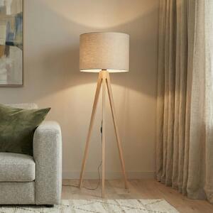 Stojacia lampa Grand, béžová/borovica, výška 145 cm, E27, Svetlé drevo, Obývacia izba / jedáleň, Drevo, Moderný, Stojaca lampa