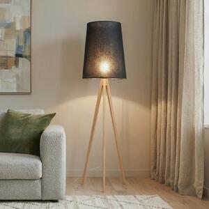 Stojacia lampa Walz, čierna, drevo, výška 175 cm, E27, Svetlé drevo, Obývacia izba / jedáleň, Drevo, Moderný, Stojaca lampa