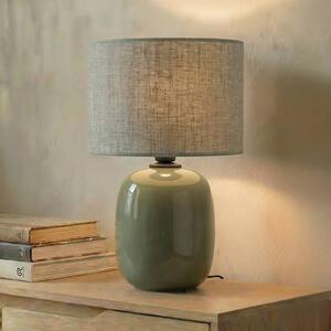 Stolová lampa Melody, olivovo zelená, textil, výška 48 cm, E27, Zelená, Obývacia izba / jedáleň, Textil / látka / hodváb, Stojacie svietidlo