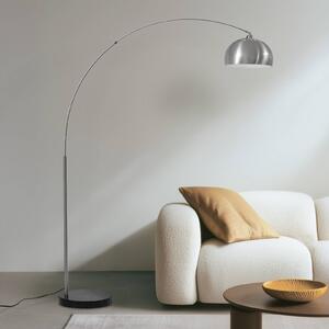 Lindby Oblúkové svietidlo Hernando, nikel, oceľ, výška 188 cm, Hliník / sivá / zinok, Obývacia izba / jedáleň, kov, Moderný, Oblúková stojaca lampa