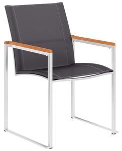 Záhradné stoličky 4 ks sivé textilén a nehrdzavejúca oceľ