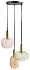 Závesné svietidlo 3 farebné sklenené tienidlá visiaca lampa kovová konštrukcia retro štýl