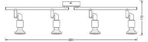 OSRAM stropné bodové svetlá, strieborný, kovový, 4-pl. GU10-LED 2 700 K, Chrómová / strieborná, Hliník