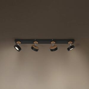 OSRAM LED stropné bodové svetlá PLUTO, čierny, 4 svetlá, 3 000 K, Čierna, Obývacia izba / jedáleň, kov, Stropné svetlo