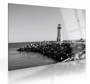 Sklenený obraz - Maják na pobreží, Santa Cruz, Kalifornia (70x50 cm)