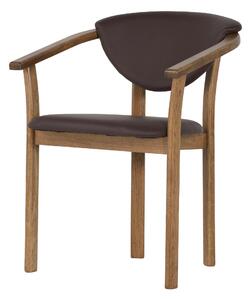 Dubová lakovaná stolička Alexis rustikálna hnedá koženka