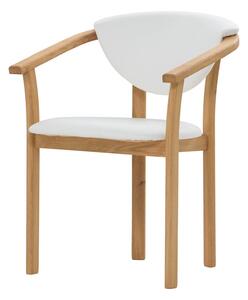 Dubová olejovaná stolička Alexis biela koženka