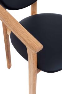 Drevená stolička s podrúčkami Alexis čierna koženka
