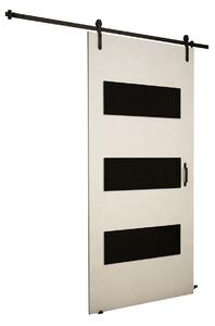 Posuvné interiérové dvere XAVIER 2 - 90 cm, čierne / dub sonoma