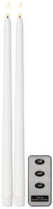 LED sviečka Flamme Slim White 38 cm – set 2 ks + diaľkové ovládanie