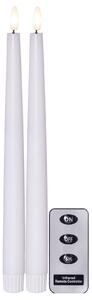 LED sviečka Flamme Slim White 28 cm – set 2 ks + diaľkové ovládanie