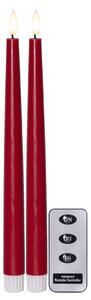 LED sviečka Flamme Slim Red 28 cm – set 2 ks + diaľkové ovládanie