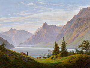 Obrazová reprodukcia A Mountain Lake in the Morning (Vintage Green Landscape) - Caspar David Friedrich, (40 x 30 cm)