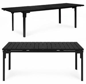 MultiGarden Skladací záhradný stôl 180-240 cm až pre 12 osôb HDPE oceľ čierna MultiGarden