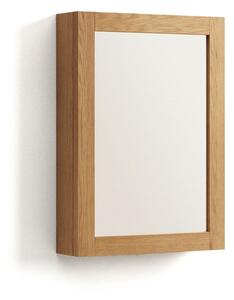 Závesná kúpeľňová skrinka so zrkadlom z teakového dreva v prírodnej farbe 50x70 cm Plubia – Kave Home