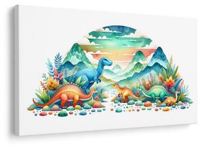 Obraz farebné dinosaury v horách