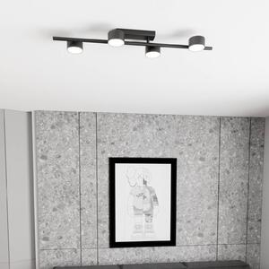 Stropné bodové svetlá Bet, dĺžka 80 cm, čierne, kovové, 4-pl., Čierna, Obývacia izba / jedáleň, kov, Moderný, Stropné svetlo