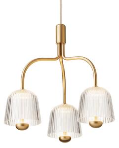 Nuura LED závesné svietidlo Asteea 3, Ø 40 cm, mosadzová farba/číra, Mosadz / zlato, Obývacia izba / jedáleň, kov, Škandinávsky, Závesné svietidlo