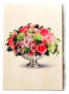 Kytica kvetov drevený obraz