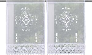 Home Wohnideen Záclona vitrážová duo, vyšívaná s čipkou, ľanová štruktúra, Rokaj, Biela