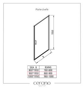 CERANO - Sprchové krídlové dvere Porte L/P - chróm, transparentné sklo - 90x195 cm