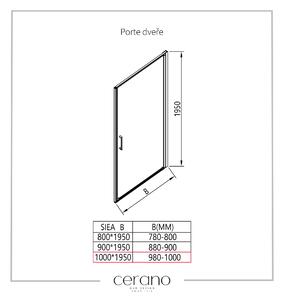 CERANO - Sprchové krídlové dvere Porte L/P - chróm, transparentné sklo - 100x195 cm