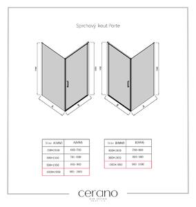 CERANO - Sprchovací kút Porte L/P - chróm, transparentné sklo - 100x100 cm - krídlový