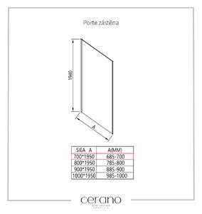 Cerano Porte, sprchová zástena ku sprchovému kútu 70x195 cm, 8mm číre sklo, chrómový profil, CER-CER-413423