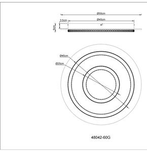 GLOBO 48042-60G JAYDEN stropné svietidlo D550mm LED 60W 9100/2100lm 3000-6500K čierna, zlatá, krištáľový efekt, časovač, diaľkový ovládač