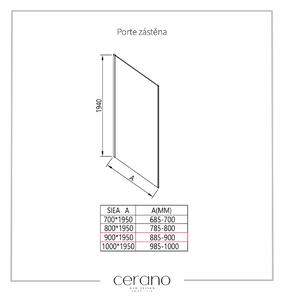 Cerano Porte, sprchová zástena ku sprchovému kútu 90x195 cm, 8mm číre sklo, chrómový profil, CER-CER-413444