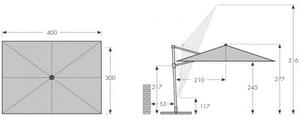Doppler ALU WOOD XL 4x3 m - záhradný naklápací bočný slnečník : Barvy slunečníků - 846