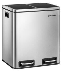 Kôš na separovanie odpadu SORT 30l (2×15l), strieborná/čierna SongmicsHome