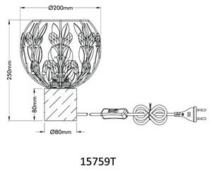 GLOBO 15759T MIKA stolná lampička V250mm 1xE27 drevo, zlatá, čierna patina