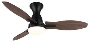 GLOBO 03671B GALE stropný ventilátor so svetlom D1070mm LED 22W 2890/2453lm 3000+4500+6000K čierna, imitácia dreva, časovač, diaľkový ovládač
