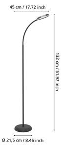 Eglo 902176 - LED stmievateľná stojacia lampa LAURO LED/5,5W/230V 2700/4000/6500K čierna