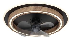 GLOBO 03655 BOZAN stropný ventilátor so svetlom D500mm LED 32W 3200/1200lm 2700-6500K čierna, vzhľad dreva, dymová, časovač, diaľkový ovládač