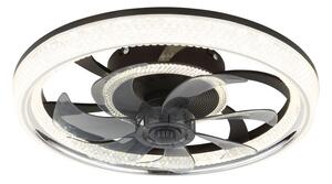 GLOBO 03644 CIRILLA stropný ventilátor so svetlom D480mm LED 30W 4000/2700lm 2700-6500K čierna, dymová, krištáľový efekt, časovač, diaľkový ovládač