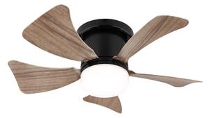 GLOBO 03609H HINES stropný ventilátor so svetlom D406mm LED 10W 900/750lm 3000-6500K čierna, imitácia dreva, časovač, diaľkový ovládač