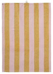 Bavlnená utierka Linus Mustard / Light pink 50 × 70 cm