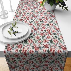 Ervi bavlnený behúň na stôl - Kvitnúce ruže červené