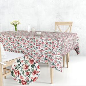 Ervi bavlnený obrus na stôl štvorcový - Kvitnúce ruže červené