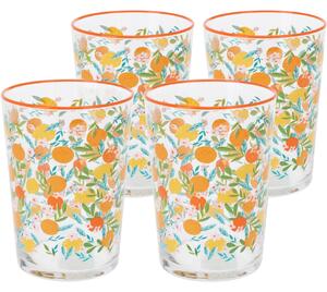 4-dielna súprava pohárov Flowers & Fruits 510 ml, oranžová