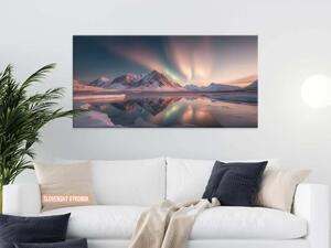 Karlsdesign.sk - Drevený obraz | Polárna žiara nad fjordom - 20x40